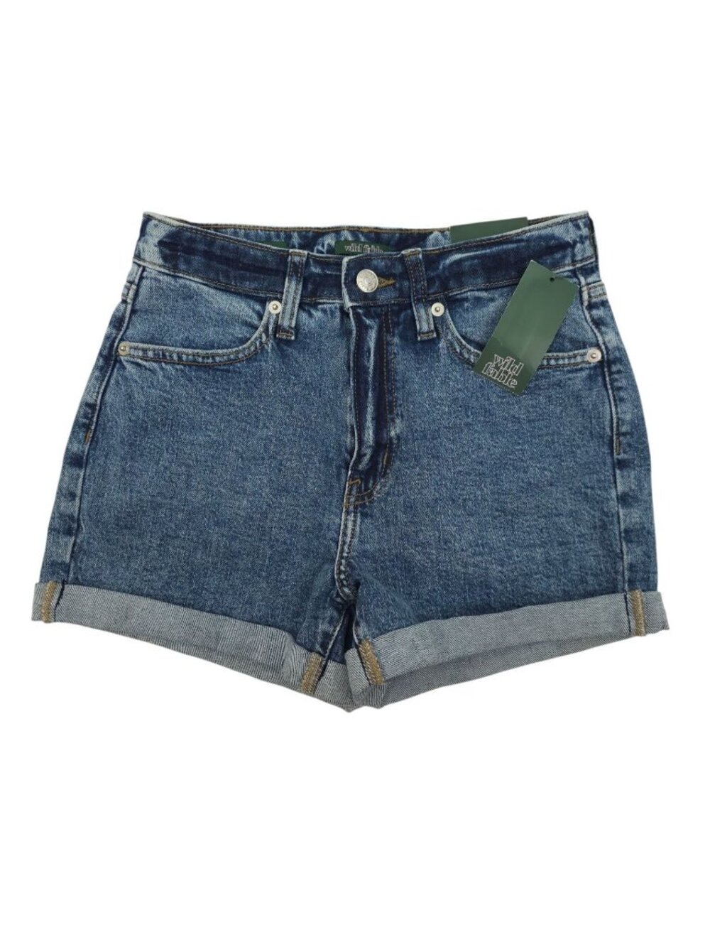Wild Fable Acid Wash Denim Shorts Size 0/25 High Rise Retro Indie Cuffed Jeans